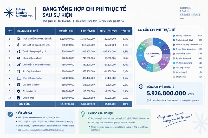 tổ chức sự kiện doanh nghiệp đối soát chi phí sau chương trình